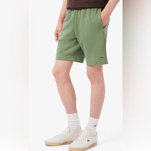 Lacoste Essential Fleece Shorts Men's Regular Fit Fleece Olive Green Sz L EUC